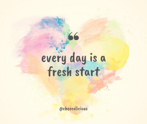 fresh beginnings image from Cheecolicious to signify a fresh start with new styles of cloth pads and a whole reshuffle of products available.